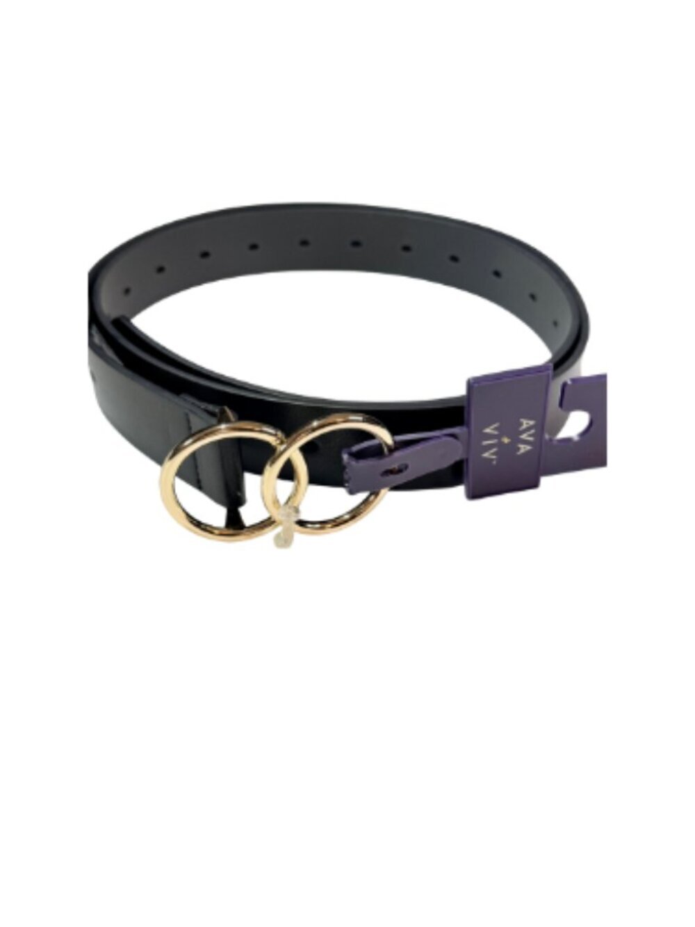 PLUS SIZE Women's Double Buckle Belt - Ava & Viv Black